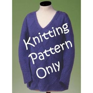 New Sue McCain Vermont Fiber 128 Moss Diamond V-Neck Pullover Knitting Pattern